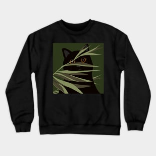 Black cat and plants Crewneck Sweatshirt